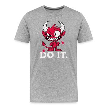 Fais-le. Diable effronté - T-shirt bio Premium Homme - gris chiné - Devant - Damien (186cm)