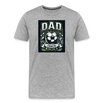 Papa – Coach pour la vie - T-shirt bio Premium Homme - gris chiné - Devant - Damien (186cm)
