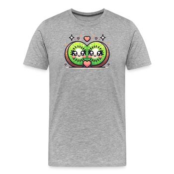 Les Kiwis sont amoureux - T-shirt bio Premium Homme - gris chiné - Devant - Damien (186cm)