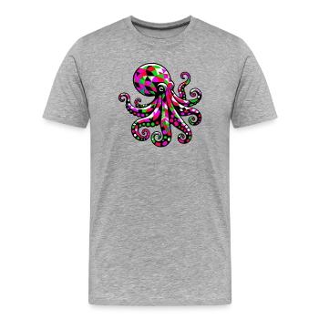 Pieuvre - T-shirt bio Premium Homme - gris chiné - Devant - Damien (186cm)