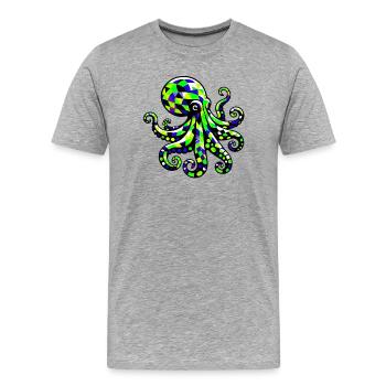Krake - Männer Premium Bio T-Shirt - Grau meliert - Vorne - Damien (186cm)