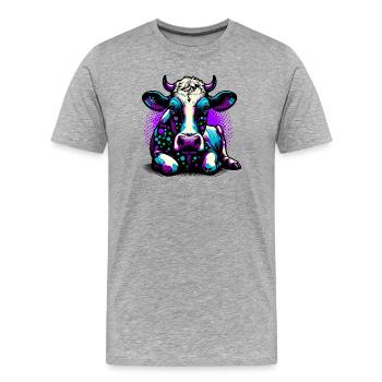 Kuh - Männer Premium Bio T-Shirt - Grau meliert - Vorne - Damien (186cm)