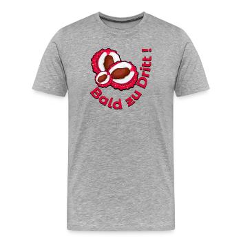 SCHWANGERSCHAFT VERKÜNDEN - LYCHEE - ZU DRITT - Männer Premium Bio T-Shirt - Grau meliert - Vorne - Damien (186cm)