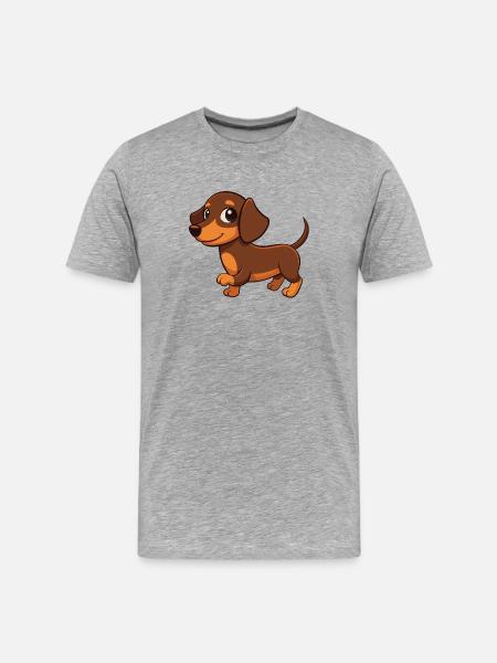 Dessin animé Teckel - T-shirt bio Premium Homme - gris chiné