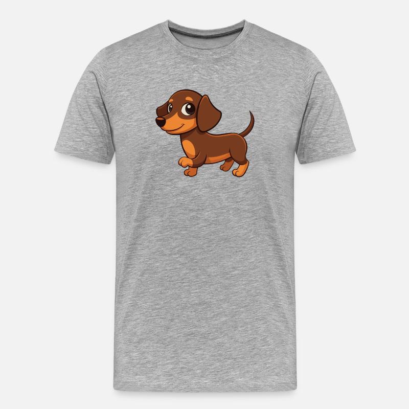 Cartoon Dackel - Männer Premium Bio T-Shirt - Grau meliert