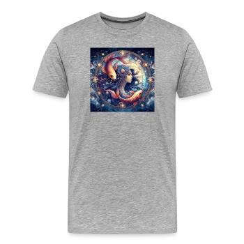 FISCHE \ Sternzeichen - Männer Premium Bio T-Shirt - Grau meliert - Vorne - Damien (186cm)