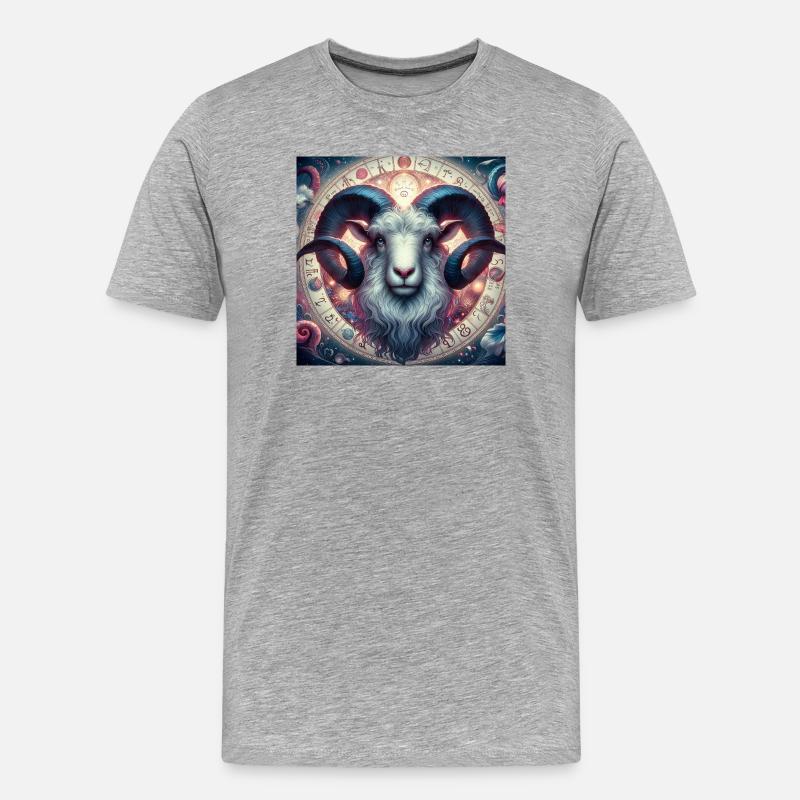 WIDDER \ Sternzeichen - Männer Premium Bio T-Shirt - Grau meliert