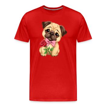 Mops Hund - Männer Premium Bio T-Shirt - Rot - Vorne - Damien (186cm)