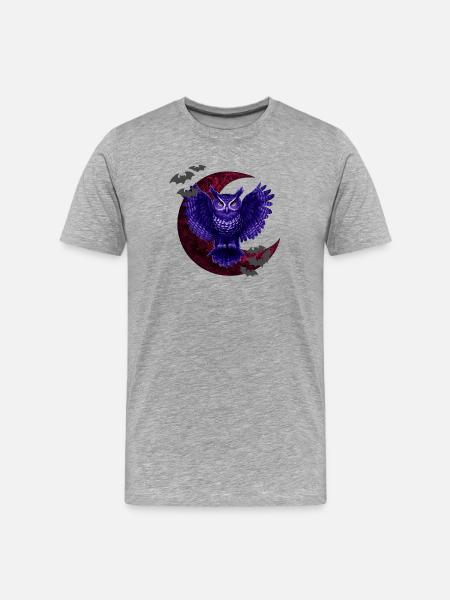 Eulen, Mondsichel, Fledermäuse - Männer Premium Bio T-Shirt - Grau meliert