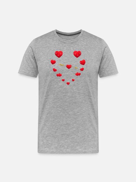 Conception de coeur aimant avec flèche - T-shirt bio Premium Homme - gris chiné