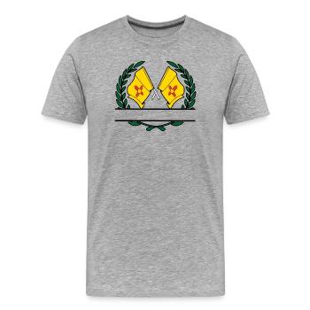 Drapeaux USA Nouveau-Mexique couronne de laurier bannière - T-shirt bio Premium Homme - gris chiné - Devant - Damien (186cm)