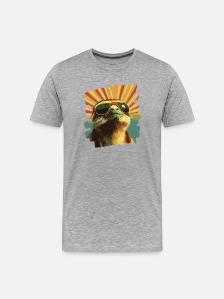 Sloth Retro - Men's Premium Organic T-Shirt - heather grey