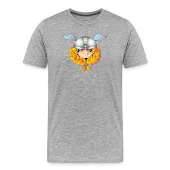 Viking girl with helmet and flame braid - Men's Premium Organic T-Shirt - heather grey - Front - Damien (186cm)