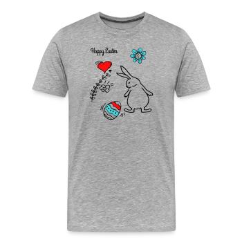 Joyeuses Pâques - T-shirt bio Premium Homme - gris chiné - Devant - Damien (186cm)