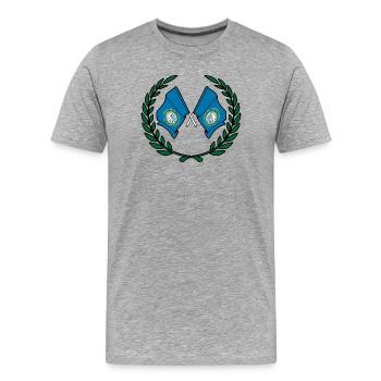 Flags USA South Dakota in laurel wreath - Men's Premium Organic T-Shirt - heather grey - Front - Damien (186cm)