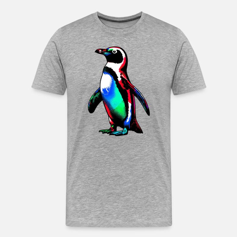 Pinguin - Männer Premium Bio T-Shirt - Grau meliert
