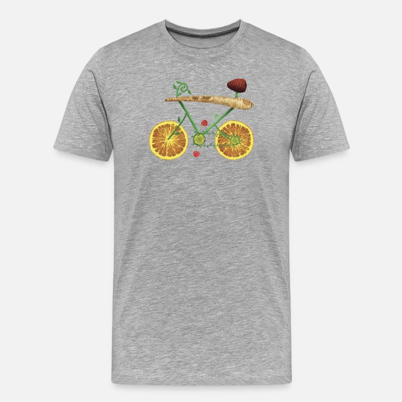 Fruchtiges Fahrraddesign mit Orangenscheiben - Männer Premium Bio T-Shirt - Grau meliert