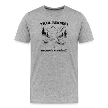 Trailrunning - Das Laufband der Natur - Männer Premium Bio T-Shirt - Grau meliert - Vorne - Damien (186cm)