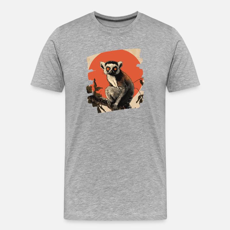 Lemur - Männer Premium Bio T-Shirt - Grau meliert