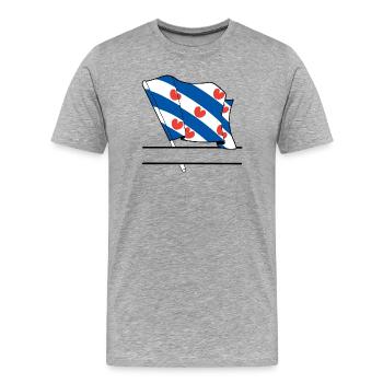 Drapeau Friesland banderole de texte - T-shirt bio Premium Homme - gris chiné - Devant - Damien (186cm)