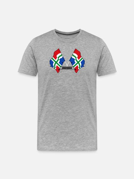 Two flags text GRONINGEN - Men's Premium Organic T-Shirt - heather grey