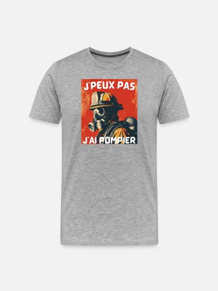 Pompier masqué – J'peux pas - T-shirt bio Premium Homme - gris chiné