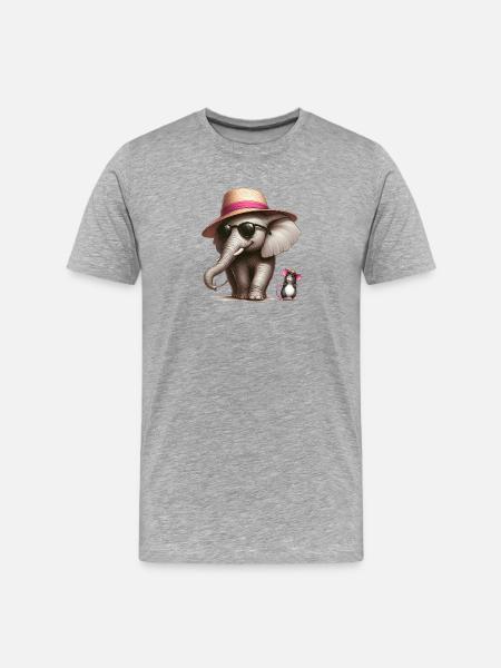 Elephant with Mouse - Men's Premium Organic T-Shirt - heather grey