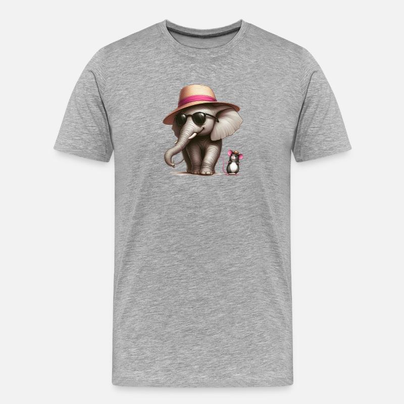 Elefant mit Maus - Männer Premium Bio T-Shirt - Grau meliert