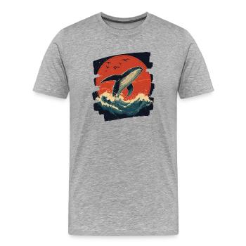 Whale - Men's Premium Organic T-Shirt - heather grey - Front - Damien (186cm)