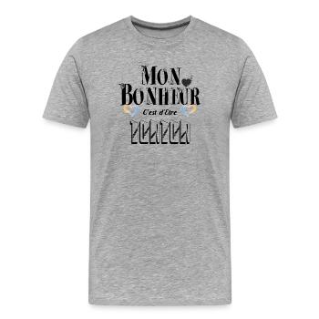 Mon Bonheur C'est d'Etre Tonton - T-shirt bio Premium Homme - gris chiné - Devant - Damien (186cm)