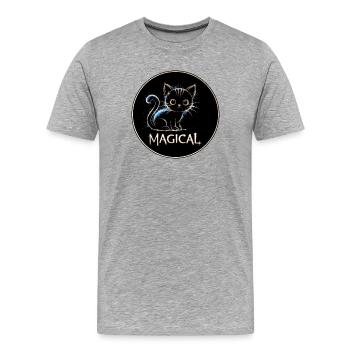 Chat magique - T-shirt bio Premium Homme - gris chiné - Devant - Damien (186cm)