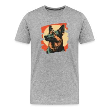 German Shepherd Retro - Men's Premium Organic T-Shirt - heather grey - Front - Damien (186cm)