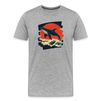 Whale Retro - Men's Premium Organic T-Shirt - heather grey - Front - Damien (186cm)