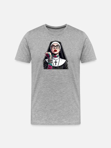 Nun with tattoo - Men's Premium Organic T-Shirt - heather grey