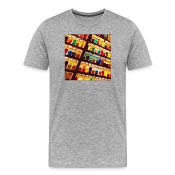 Bunte Flaschen - Männer Premium Bio T-Shirt - Grau meliert - Vorne - Damien (186cm)