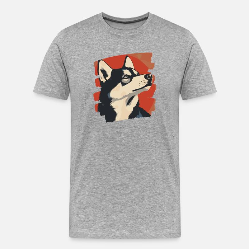 Husky - Männer Premium Bio T-Shirt - Grau meliert