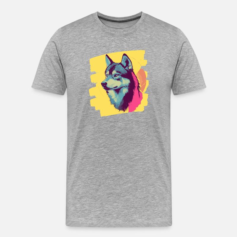 Husky - Männer Premium Bio T-Shirt - Grau meliert