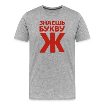 Russische Buchstaben auf Russisch für Russland - Männer Premium Bio T-Shirt - Grau meliert - Vorne - Damien (186cm)