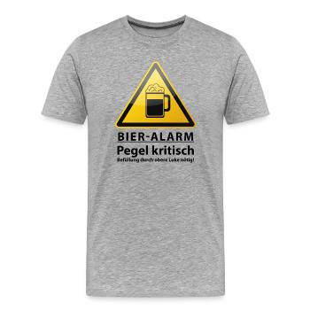 Bier Alarm! Warnzeichen - Männer Premium Bio T-Shirt - Grau meliert - Vorne - Damien (186cm)