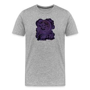 Fledermäuse, Mondsichel, Gräber, Bäume - Männer Premium Bio T-Shirt - Grau meliert - Vorne - Damien (186cm)