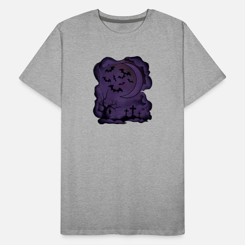 Fledermäuse, Mondsichel, Gräber, Bäume Männer Premium Bio T-Shirt