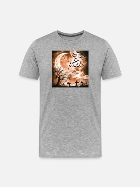 Bäume, fledermäuse, Friedhöfe, verregnet - Männer Premium Bio T-Shirt - Grau meliert
