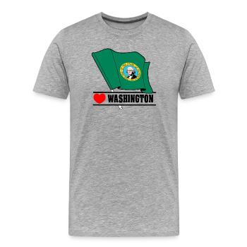 Flag Washington heart WASHINGTON - Men's Premium Organic T-Shirt - heather grey - Front - Damien (186cm)