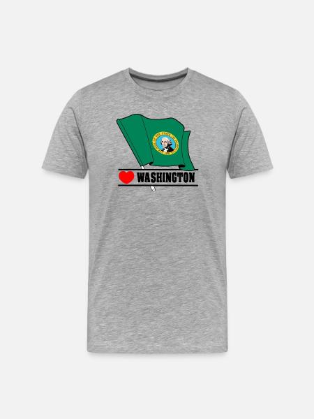 Flag Washington heart WASHINGTON - Men's Premium Organic T-Shirt - heather grey