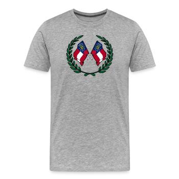 Fahnen USA Georgien im Lorbeerkranz - Männer Premium Bio T-Shirt - Grau meliert - Vorne - Damien (186cm)