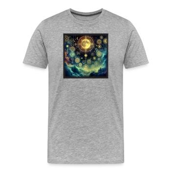 Astrologie mystique - T-shirt bio Premium Homme - gris chiné - Devant - Damien (186cm)