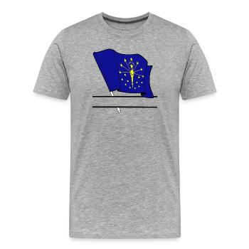 Bannière de texte Flag Indiana - T-shirt bio Premium Homme - gris chiné - Devant - Damien (186cm)