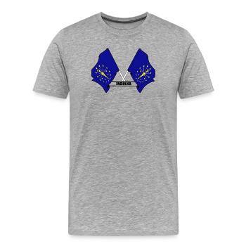 Deux drapeaux texte INDIANA - T-shirt bio Premium Homme - gris chiné - Devant - Damien (186cm)