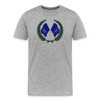 Drapeaux USA Indiana en couronne de laurier - T-shirt bio Premium Homme - gris chiné - Devant - Damien (186cm)