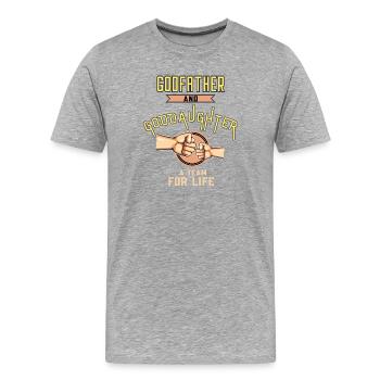 Lien parrain-filleule-filleule - T-shirt bio Premium Homme - gris chiné - Devant - Damien (186cm)